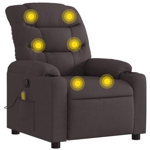 vidaXL Massagesessel, Sessel Verstellbare Rückenlehne Fußteil, Fernsehsessel Relaxsessel mit Liegefunktion, Liegesessel Polstersessel Ruhesessel, Dunkelbraun Stoff