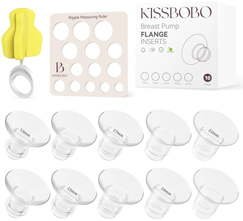 KISSBOBO 10PCS Inserti Di Flangia 13/15/17/19/21mm per Flangia Della Maggior Parte Delle Pompe, Inserti Senza BPA, Compatibili MomcozyS9/S10/S12/Bellababy/Jheppbay/Kissbobo Tiralatte