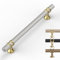9BUILD 10 Pack Gold Brushed Satin Nickel Cabinet Pulls 160MM Hole Center Kitchen Cupboard Handles Knurled Cabinet Handles UK0049