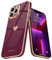Teageo for iPhone 13 Pro Max Case Cute Heart Pattern for Women Girls Slim Luxury Bling Plating Soft TPU Anti-Scratch Shockproof Bumper Phone Case for iPhone 13 Pro Max, Wine red