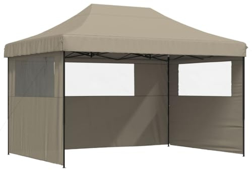 vidaXL Partyzelt Faltbar Pop-Up mit 3 Seitenteilen Taupe