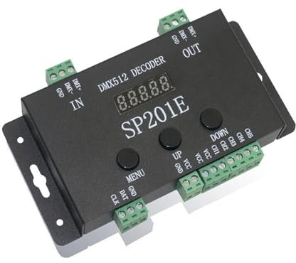 SP201E Decoder DMX512 Controller convertitore DMX DC 5-24V DMX512/1990 a LED indirizzabile SPI 1024 pixel o segnale dimmerabile PWM 5CH