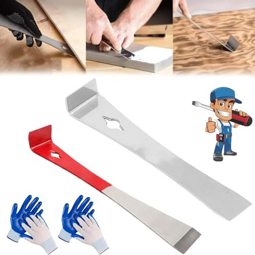 Woodworker's Multi-Purpose Magic, Stainless Steel Mini Pry Bar Scraper Set, Multipurpose Leverage Tool, for Trim Removal Tool and Baseboard Removal Tool (Mix-2 Pcs)