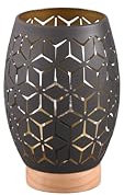 lightling Tischlampe Bill mit Holzakzenten, mit Schnurschalter, IP20 Indoor, exkl. 1 x E27 max. 28W, Ø 15 cm, Höhe 21 cm, Metall, schwarz-gold