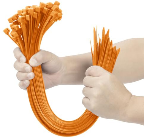 XINGO Kabelbinder, strapazierfähig, 40,6 cm, Orange, 100 Stück, 90,7 kg, ultrastarke Kunststoff-Drahtbinder, für Innen- und Außenbereich, UV-beständig