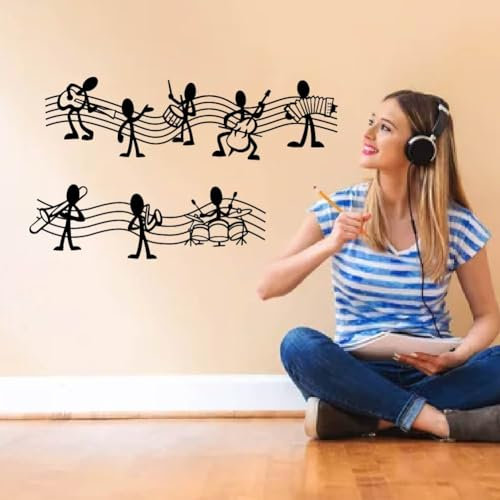 SUPERDANT Musiknoten Wandaufkleber Musik Performance Wandsticker Musik Selbstklebender Wandtattoo DIY Kunst Vinyl Wandsticker Für Musikzimmer Schlafzimmer Wohnzimmer Wanddekoration