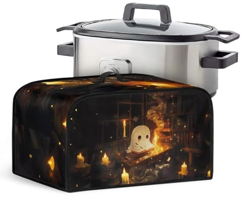 Drnuikhe Ghost Wizard Heat Resistant Waterproof and Dustproof Slow Cooker Lid for CrockPot 6, 7, 8 Quart Oval Manual Slow Cooker Keep Appliance Clean Halloween Décor
