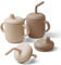Navik | tasse apprentissage bebe en silicone | verre bebe | gobelet paille bébé | tasse bebe avec deux poignées | Marron et beige
