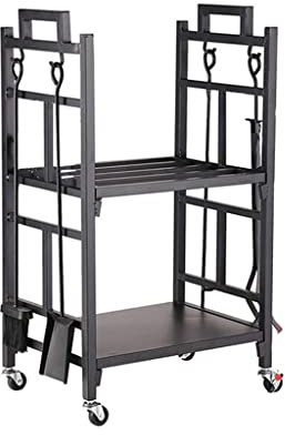 MYVVKIA Boden-zu-Decke Kunst Montage Multi-Level Brennholz Lagerung Regal Kamin Werkzeuge Brennholz Display Rack Mobile Räder,