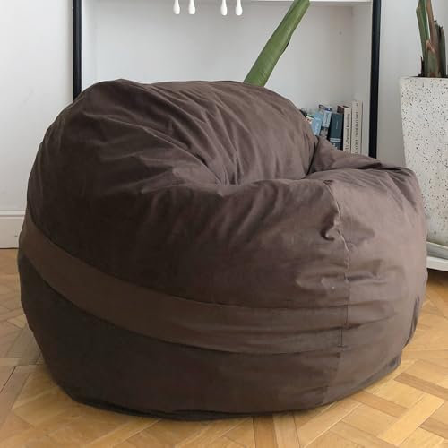 YuppieLife Large Foam Filled Bean Bag Chairs for Kids Teenagers Adults Living Room Gaming Relaxing 4F Machine Washable Lazy Sofa（Chocolate