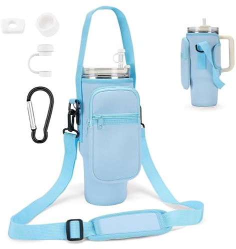 AIROLDI Sac pour Stanley Cup 1,2 l / 40 oz Stanley Cup, sac de transport avec compartiment pour téléphone portable, mousqueton et bandoulière réglable, pour les voyages, la randonnée, la course à