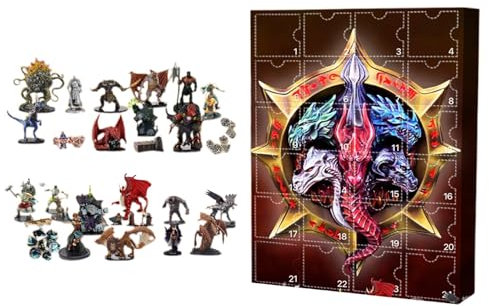 Dungeons Dragons Adventskalender 2024, 24 Tage DNDs Miniaturen Weihnachts Countdown Kalender, Dungeons Dragons Spielzeug Adventskalender, Drachenfiguren Set zum Sammeln, für Erwachsene und Kinder