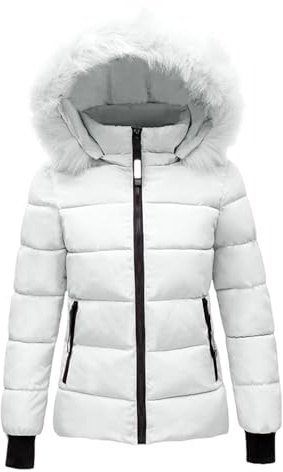 Uwdiohq Abrigo De Invierno Cálido con Capucha para Mujer, Chaqueta Acolchada Gruesa, Algodon Capucha, Exterior Felpa Cintura, Esqu?Y
