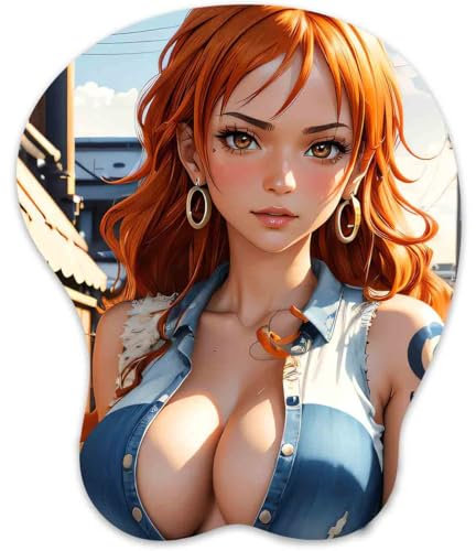 3D Mauspad mit Silikon Brüste Mousepad mit Handauflage. Anti Rutsch Anime Manga Maus Pad Handgelenkauflage für Büro Spiel(Nami 3)