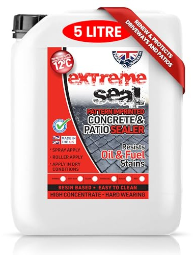 Trade Supplies UK - Extreme Seal Pattern Imprinted Concrete & Patio, Paint & Sealer - Acyrlic for Strength. Resists Fuel and Oil Stains (BLACK, 5 Litre)