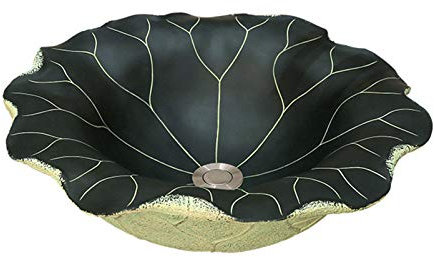 CAFIEDR Rundes Waschbecken für das Badezimmer, Retro-Lotus-Waschbecken aus Keramik, Badezimmerarmaturen, Moderne Aufsatzwaschbecken für das Badezimmer, für geeignetes B((52x15cm))