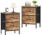 HOMIDEC Bedside Tables Set of 2, Bedroom Bedside Cabinet with Metal Frame and 2 Large Capacity Fabric Drawers for Bedroom, Living Room, Home