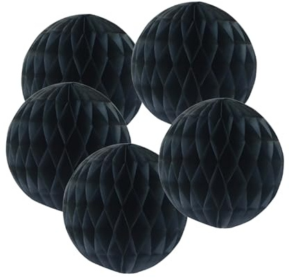 SrchJoy Waben-Party-Dekorationen, Foto-Requisiten, 5 Stück, Geburtstag, Babyparty, Hochzeit, Party-Dekoration (schwarz, 5 Stück – 30 cm)