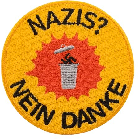 Urbanski Patch Nazis? Nein danke zum Aufbügeln 7,4 x 7,4 cm | Aufnäher Applikation Bügelbild