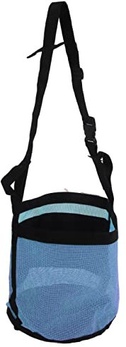 Qukaim Trense aus Edelstahl, handpoliert, 127 mm, inklusive auslaufsicherem Netz-Futterbeutel mit verstellbarem Riemen, Blau