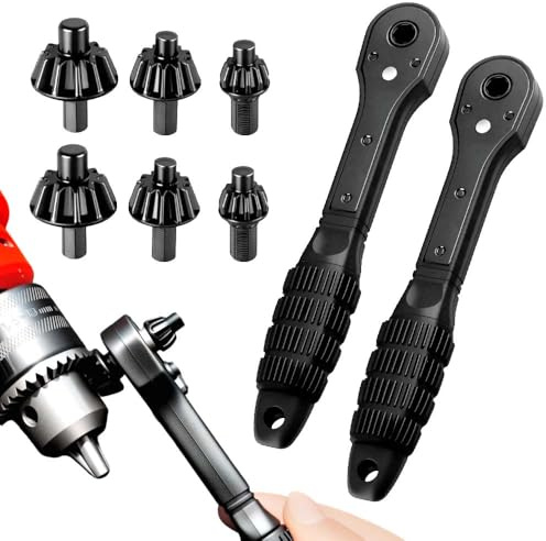 2 in 1 Drill Chuck Ratchet Spanner, 2025 New Universal Double Head Drill Chuck Key Ratchet Wrench Tool, Compatible with Most Electric Drills and Power Tools (2 Pc)