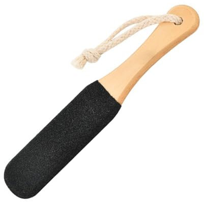 DAJING Foot Pumice Stone, Exfoliating Callus Remover, Pumice Stone for Feet, Foot Scrubber, Dead Skin Remover, Wooden Handle, Black