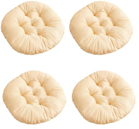 Yunlaishaocer 4er Set Sitzkissen Rund, Stuhlkissen 40x40cm, Sitzpolster Outdoor & Indoor, Auflagen für Gartenstühle, Bürostuhl, Balkonstuhl (Helle Kamelfarbe)
