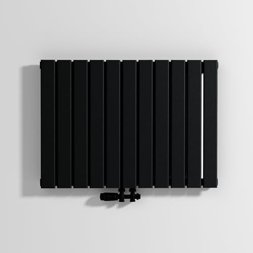 VANCOCO Design Heizkörper Mittelanschluss, Flachheizkörper 600×836 mm Schwarz, Einlagig Wandheizkörper für Wohnzimmer und Schlafzimmer, Paneelheizkörper