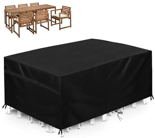 Gartenmöbel Abdeckung Wasserdicht, 200*100*75cm Outdoor Winterfest Abdeckhaube,420D Oxford Anti-UV Tisch Plane Abdeckplane Schutzhülle für Gartentische Terrassenmöbel Stühle Sofas