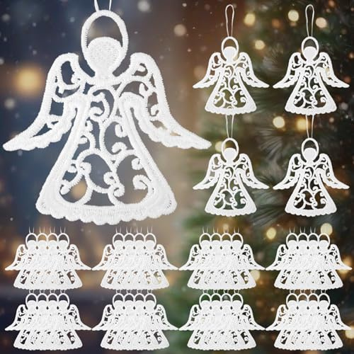 Weihnachtsbaum Deko,24Stück Weihnachtsengel Anhänger Weihnachten Deko Weihnachtsanhänger Engel Anhänger Weihnachtlicher Baumschmuck Christbaumschmuck Glücksbringer Silvester für Baumschmuck Weihnachts