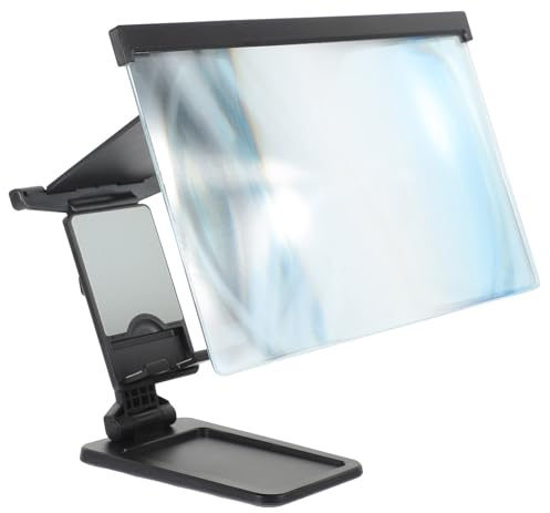 PRETYZOOM Amplificateur D'écran de Téléphone Pliable Noir Lentille Acrylique Anti-lumière Bleue, Coque Abs Portable pour Smartphone, pour Garçon et Filles et Personnes Âgées
