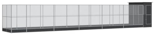 CIOURSTO Aviary with Extension, Bird Aviary - Silver Steel, Outdoor Bird Cage with Lockable Door, Walk In Chicken Run Coop, for Pigeon Parrots Parakeet (1244 x 203 x 216 cm)