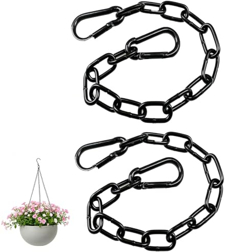 2 Stück Edelstahl Ketten mit Karabiner, Stahlkette Ketten Ø4mm 50cm | Edelstahlkette Schwarze Metallkette Stahlkette Schaukelketten ür Hängesessel, Zauntore, Haustiere, Gartentore