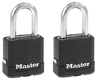 Master Lock M115XTLFCCSEN Lot de 2 cadenas en acier laminé Magnum recouvert de 4,5 cm de large, diamètre de 1,6 cm, dégagement de manille de 3,8 cm