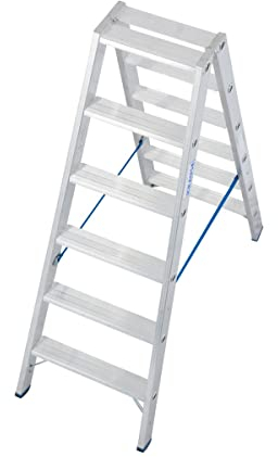 Stufen-DoppelLeiter, (Alu), Arbeitshöhe 3,2 m,Leiternhöhe 1,45 m, Stufenanzahl 2x6, Gewicht 7,8 kg