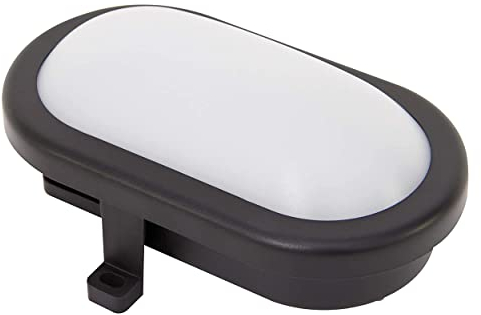 REV Kellerlampe - Feuchtraumleuchte LED oval (10W, 800lm, IP44), einsetzbar als Decken- oder Wandlampe, Feuchtraumlampe, schwarz