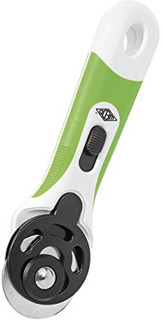 Wedo 789045 Rollmesser Comfortline (45 mm Klingendurchmesser, Glattschnitt und Zackenschnitt, integrierter Klingenschutz, auch für Linkshänder) apfelgrün/weiß
