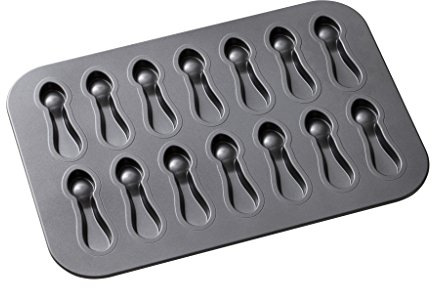 CHICAGO METALLIC Kitchen Craft Professional Teglia Antiaderente, con 14 stampi a Forma di cucchiaino, per Biscotti, 40 x 28 cm