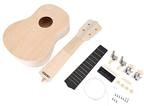 VGEBY 21 Zoll Ukulele DIY Kit, Holz Körper Hals Steg Griffbrett Ihre 4 String Ukulele DIY Basteln für Lernen Kinder Erwachsene Geschenk