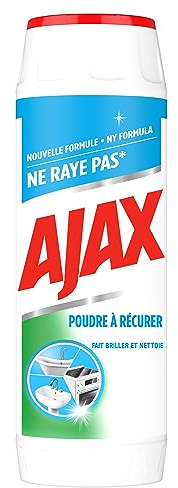 AJAX Poudre à Récurer Bi-Javellisant pour Elimine Les Tâches de Graisse Tenaces, La Saleté et Le Calcaire, 750 g