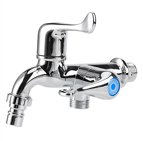 Robinet d'Eau Froide Mural en ABS Robinet de Jardin à Double Sortie Robinet de Machine à Laver pour Salle de Bain, Taille du Filetage d'Entrée/Sortie est de G1 / 2 (Tail Handle)