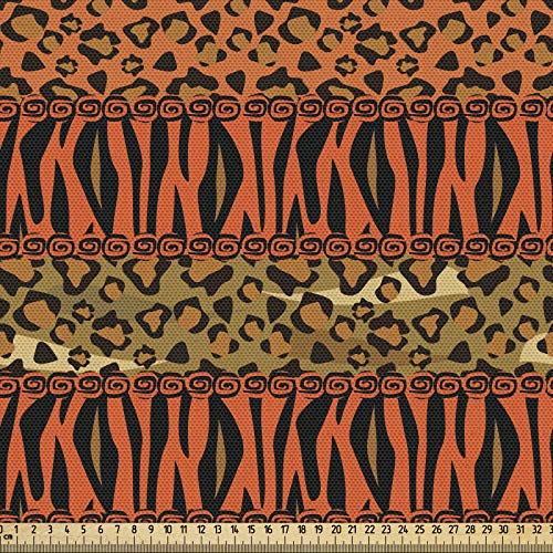 ABAKUHAUS afrikanisch Gewebe als Meterware, Leopard-Gepard-Haut, Schön Gewebten Stoff für Polster und Wohnaccessoires, 1M (148x100cm), Orange Bernstein Sepia