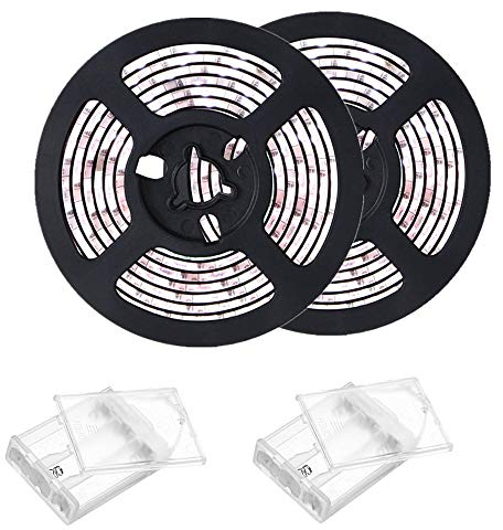 Sunboia Tiras LED de Luz Blanco Frío 4M(2x2M) SMD5050 batería,Impermeable IP65 Decoración Iluminación Interior Flexible para Techo Muebles Cocina Habitación Armario Gabinete.