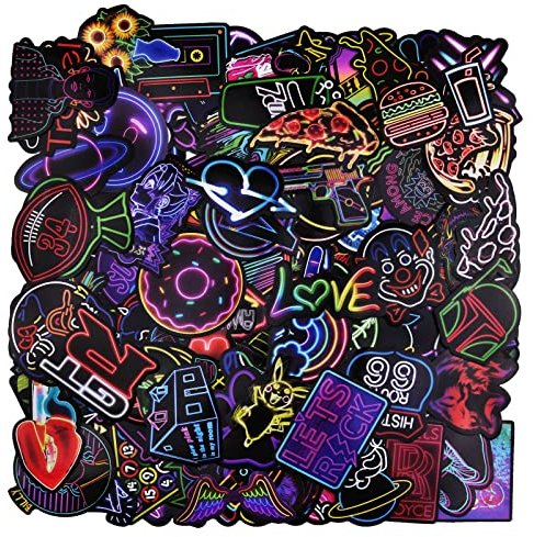 URAQT Neon Aufkleber Sticker,150 Stück Wasserfeste Aufkleber Sticker Vinyl Stickers Coole Sticker Autoaufkleber für Auto Laptop Skateboard Fahrrad Moped Motorrad Helm, Geschenk für Erwachse Kind
