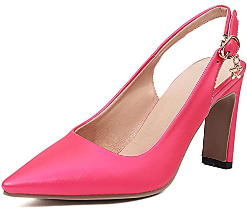 Smilice Donne Chiuse Pizzo Punta Slingback Tacchi Alti Sandali, Fucsia, 33 EU