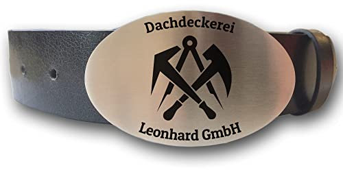 elbedruck Ledergürtel mit ovaler Gürtelschnalle Zunftzeichen Dachdecker und Wunschgravur personalisiert Dein Text Name Firmenname Gürtel Geschenk Dach (S (Länge 100 cm))