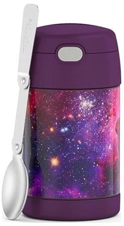 THERMOS 16oz/470ml Stainless Steel Vacuum Insulated Food Jar with Spoon, Galaxy Purple, F31101GXP