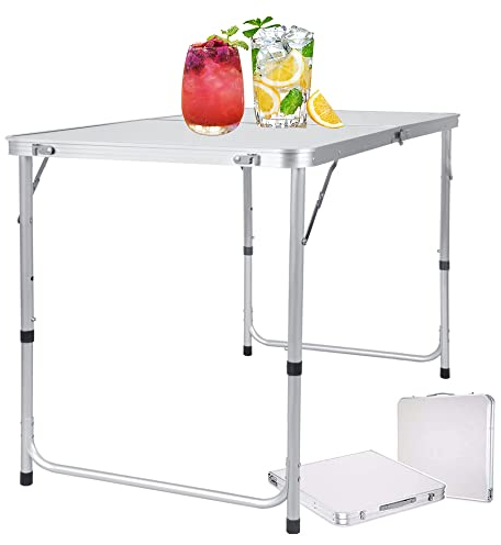 AUTOFU Tragbarer Klapptisch für Outdoor Picknick Camping Angeln Esszimmer Catering Gartentisch Küche Arbeitsplatte Tisch 1,2 m Faltbarer Allzwecktisch Bocktisch 3 verstellbare Höhe Aluminiumrahmen