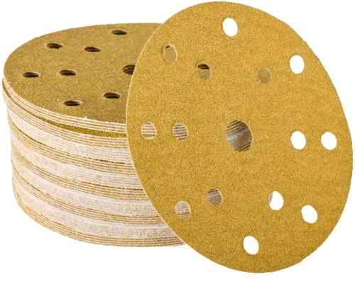 Wabrasive Schleifscheiben 150mm Klett 15 Löchern K60 Set 50 Stk | für Trockenschleifen von Holz und Karosseriereparaturen | passend zu Exzenterschleifer mit Schleifteller 150mm klett