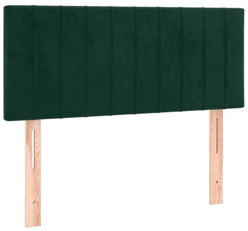 vidaXL Kopfteil, Bettkopfteil mit Holzbeinen, Höhenverstellbar Polsterkopfteil für Bett, Betthaupt Bettzubehör Schlafzimmer, Dunkelgrün 100x5x78/88cm Samt